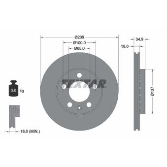 Jeu de 2 disques de frein avant TEXTAR OEM JZW615301M