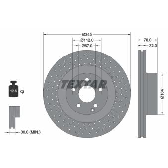 Jeu de 2 disques de frein avant TEXTAR OEM A2204211112 Jeu de 2 disques de frein avant TEXTAR OEM A2204211112