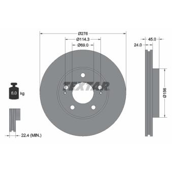 Jeu de 2 disques de frein avant TEXTAR OEM MB928243