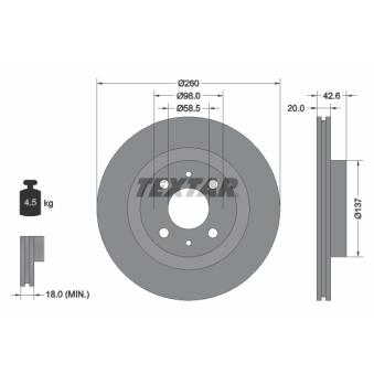 Jeu de 2 disques de frein avant TEXTAR OEM 21120350107002
