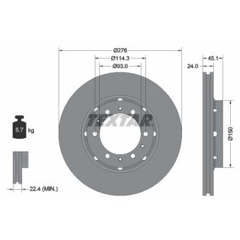 Jeu de 2 disques de frein avant TEXTAR OEM MB895730
