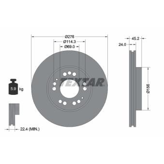 Jeu de 2 disques de frein avant TEXTAR OEM MB858799