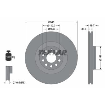 Jeu de 2 disques de frein avant TEXTAR OEM 1K0615301M