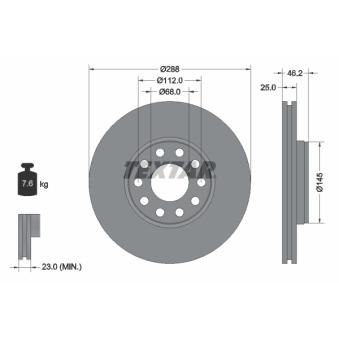Jeu de 2 disques de frein avant TEXTAR OEM JZW615301B Jeu de 2 disques de frein avant TEXTAR OEM JZW615301B