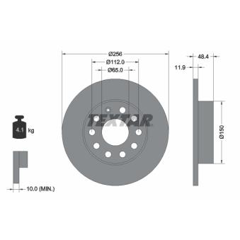 Jeu de 2 disques de frein arrière TEXTAR OEM 1K0615601AC