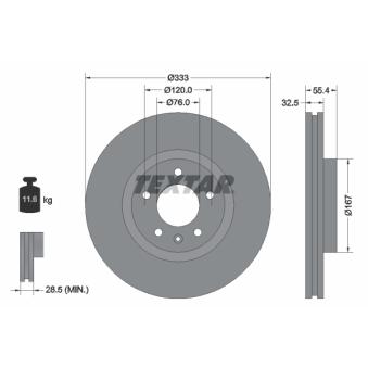 Jeu de 2 disques de frein avant TEXTAR OEM 7H0615301E