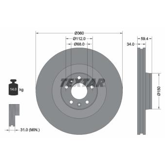 Jeu de 2 disques de frein avant TEXTAR OEM 4E0615301P