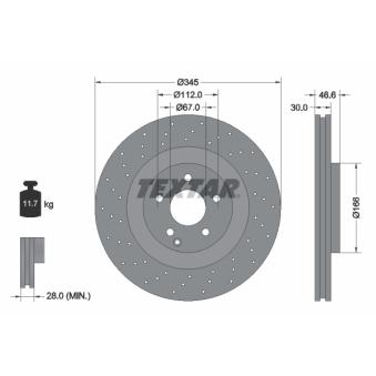 Jeu de 2 disques de frein avant TEXTAR OEM 2034210912