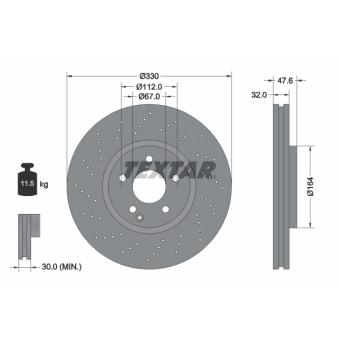 Jeu de 2 disques de frein avant TEXTAR OEM 2204211812