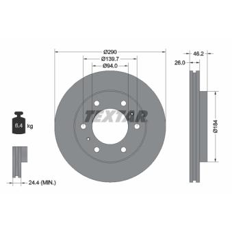 Jeu de 2 disques de frein avant TEXTAR OEM MR407289