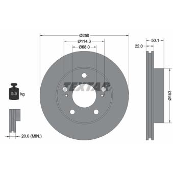 Jeu de 2 disques de frein avant TEXTAR OEM 402069C001 Jeu de 2 disques de frein avant TEXTAR OEM 402069C001