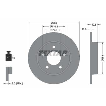 Jeu de 2 disques de frein arrière TEXTAR OEM C24Y26251D