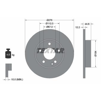 Jeu de 2 disques de frein avant TEXTAR OEM 1694210012 Jeu de 2 disques de frein avant TEXTAR OEM 1694210012