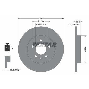 Jeu de 2 disques de frein arrière TEXTAR OEM 8E0615601M