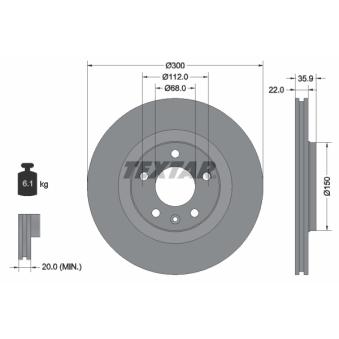 Jeu de 2 disques de frein arrière TEXTAR OEM 8E0615601R