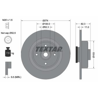 Jeu de 2 disques de frein arrière TEXTAR OEM 7701206328