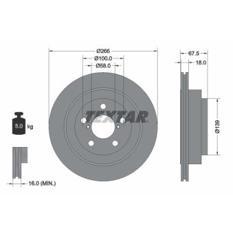 Jeu de 2 disques de frein arrière TEXTAR OEM 26310AA150