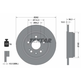Jeu de 2 disques de frein arrière TEXTAR OEM 42510S7AJ50