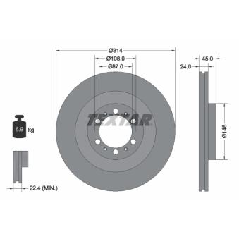 Jeu de 2 disques de frein avant TEXTAR OEM MB699716