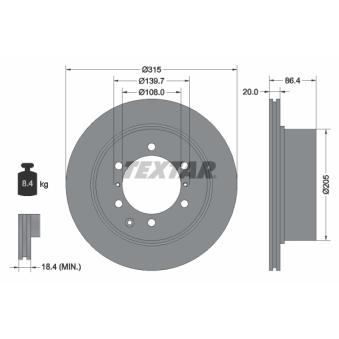 Jeu de 2 disques de frein arrière TEXTAR 92146703