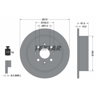 Jeu de 2 disques de frein arrière TEXTAR OEM 0K20526251B