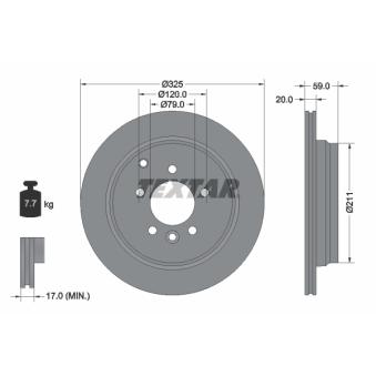 Jeu de 2 disques de frein arrière TEXTAR OEM SDB000634 Jeu de 2 disques de frein arrière TEXTAR OEM SDB000634