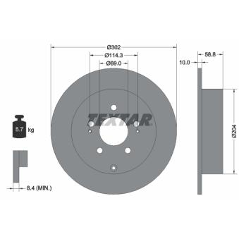 Jeu de 2 disques de frein arrière TEXTAR OEM MR955408