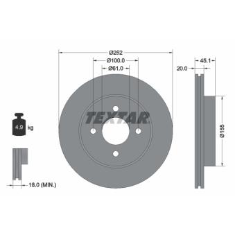 Jeu de 2 disques de frein avant TEXTAR OEM 4020662Y01 Jeu de 2 disques de frein avant TEXTAR OEM 4020662Y01