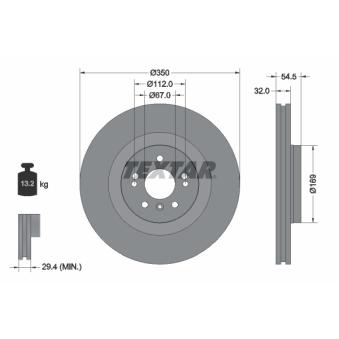 Jeu de 2 disques de frein avant TEXTAR OEM A1644211412