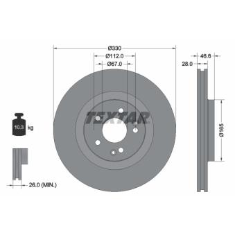 Jeu de 2 disques de frein avant TEXTAR OEM 2034210412
