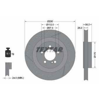 Jeu de 2 disques de frein arrière TEXTAR 92151605