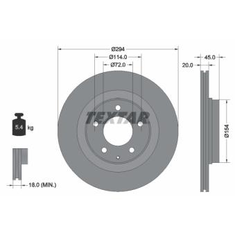 Jeu de 2 disques de frein arrière TEXTAR 92152800