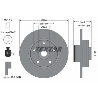 Jeu de 2 disques de frein arrière TEXTAR OEM 4020600QAG