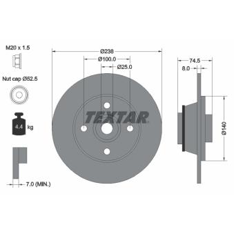 Jeu de 2 disques de frein arrière TEXTAR OEM 7700805006