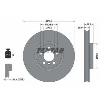 Jeu de 2 disques de frein avant TEXTAR OEM 34116771982