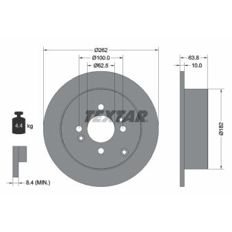 Jeu de 2 disques de frein arrière TEXTAR 92161303 pour VOLVO EX40 1.5 CRDi - 110cv