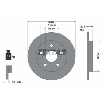 Jeu de 2 disques de frein arrière TEXTAR OEM 4243112260 Jeu de 2 disques de frein arrière TEXTAR OEM 4243112260