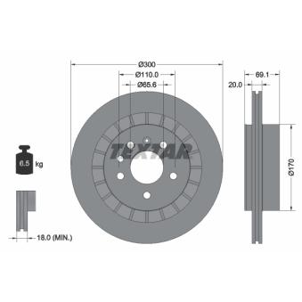 Jeu de 2 disques de frein arrière TEXTAR OEM 5232698