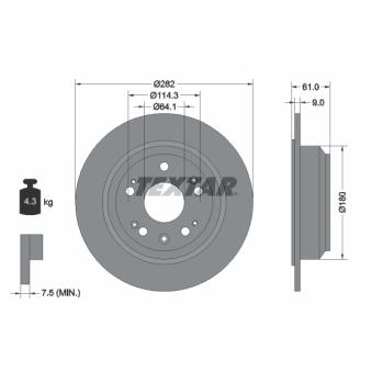 Jeu de 2 disques de frein arrière TEXTAR OEM 42510SZ3900