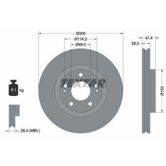 Jeu de 2 disques de frein avant TEXTAR OEM 51712A6600