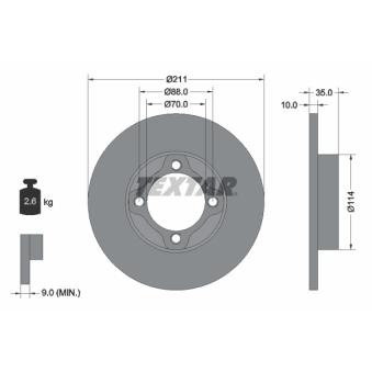 Jeu de 2 disques de frein avant TEXTAR OEM 4351287509000 Jeu de 2 disques de frein avant TEXTAR OEM 4351287509000
