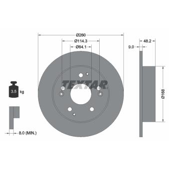 Jeu de 2 disques de frein arrière TEXTAR OEM 42510S87A00 Jeu de 2 disques de frein arrière TEXTAR OEM 42510S87A00