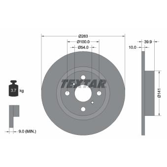 Jeu de 2 disques de frein arrière TEXTAR OEM 4243117020 Jeu de 2 disques de frein arrière TEXTAR OEM 4243117020