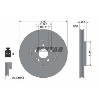 Jeu de 2 disques de frein avant TEXTAR OEM 5135475AB