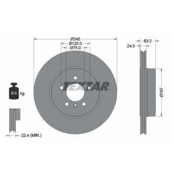 Jeu de 2 disques de frein arrière TEXTAR OEM 6763827