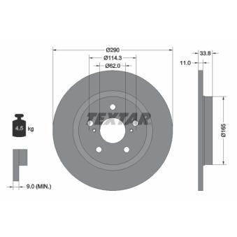 Jeu de 2 disques de frein arrière TEXTAR OEM 4243105070