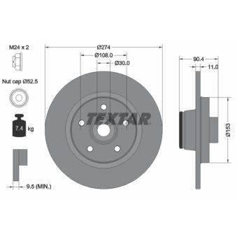 Jeu de 2 disques de frein arrière TEXTAR OEM 8200381148