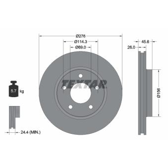 Jeu de 2 disques de frein avant TEXTAR OEM 4615A115