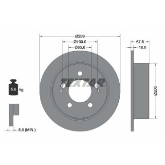 Jeu de 2 disques de frein arrière TEXTAR OEM 4840109000