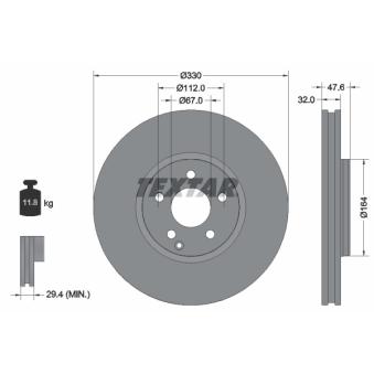 Jeu de 2 disques de frein avant TEXTAR OEM 2114211112